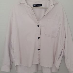 Zara oversized cream corduroy shacket